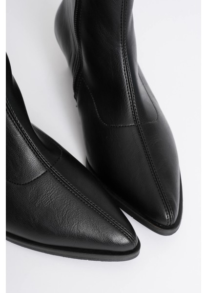 Areon Premium Siyah Streç Bilekli Fermuarlı Topuklu Bot indirimleri