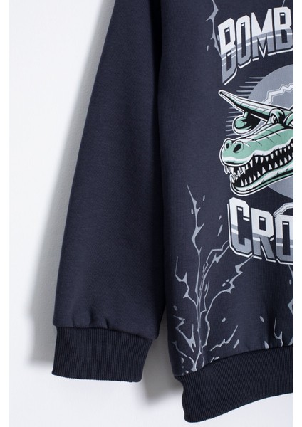 Füme Erkek Çocuk Yazılı Karakter Baskılı Şardonlu Eşofman Takımı 23290 modelleri