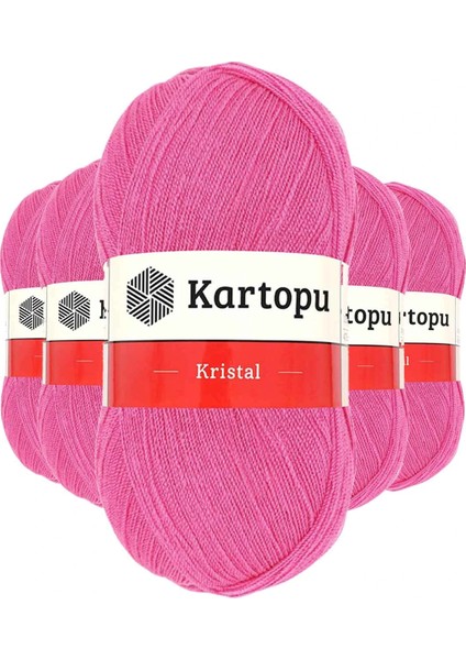 5 Adet Kristal Çift Katlı El Örgü Lif Ipi Şeker Pembe K772