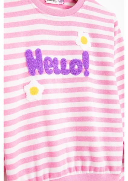 Pembe Papatya Nakışlı Çizgili Kız Çocuk Takım 23350 fiyatları