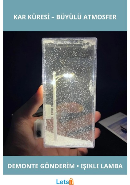 Şık Tasarımlı Sokak Lambalı Kar Küresi Demonte LED Aydınlatma