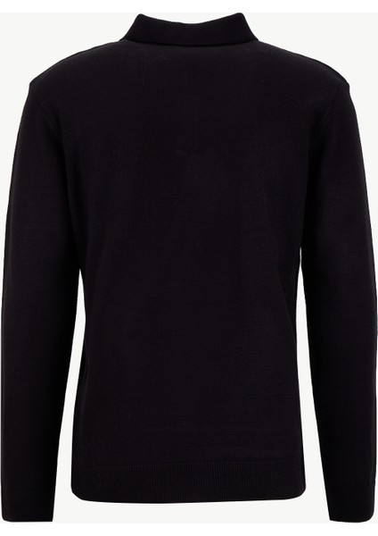 Polo Yaka Basic Düz Siyah Erkek Kazak PBF5WM-KZK9555 fiyatları