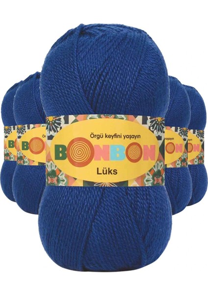 5 Adet Lüks Patik Ipi Yünü Saks Mavi 98488