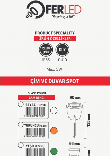 Varuna Dış Mekan Aydınlatma Çim ve Duvar Spotu (G10 Duylu) FB258 Beyaz fiyatları