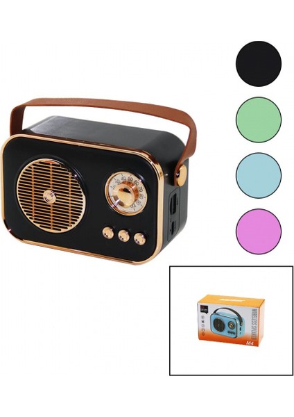 M4 Portable Wireless Hoparlör - Speaker Işıklı USB Şarjlı Renkli Kasa - Bronz Çerçeveusb - Dc 5V - Tf (5324)