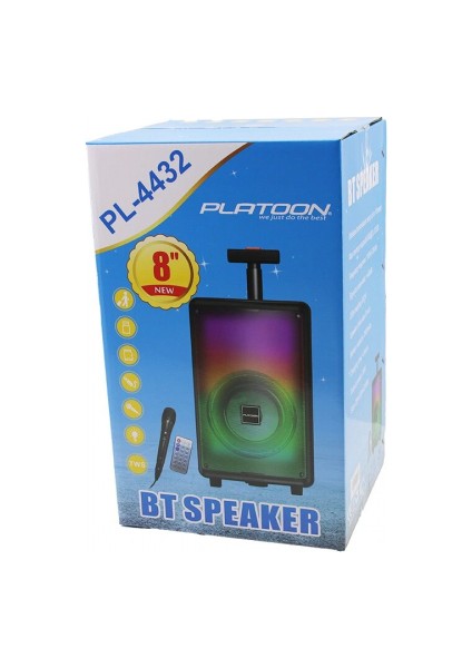 Bluetooth Mikrofon - Kumandalı Speaker Işıklı 2400MAH 256X228X421MM 20W - 100HZ-20KHZ - 85DB PL-4432 (5324)