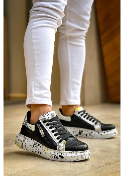 Mtxdpn Kb-02 Kuback Bağcıklı Crocodile Siyah Sarı Günlük Erkek Ayakkabı (Numara: 41)