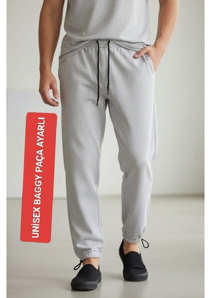 Rkek Kadın Unisex Baggy Model Paça Stoperli Lastikli Eşofman Altı Bol Rahat Kalıp