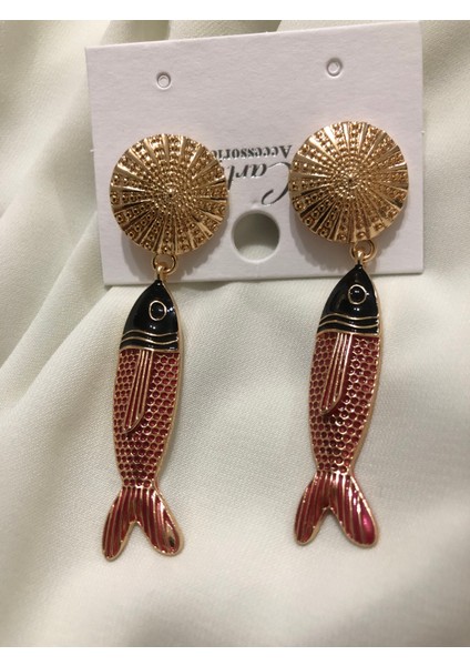 Renkli, Altın Kaplama Balık Küpe