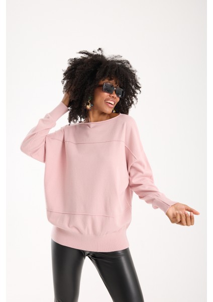 Kadın Pudra Kayık Yaka Triko Bluz fırsatları