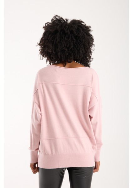 Kadın Pudra Kayık Yaka Triko Bluz indirimleri