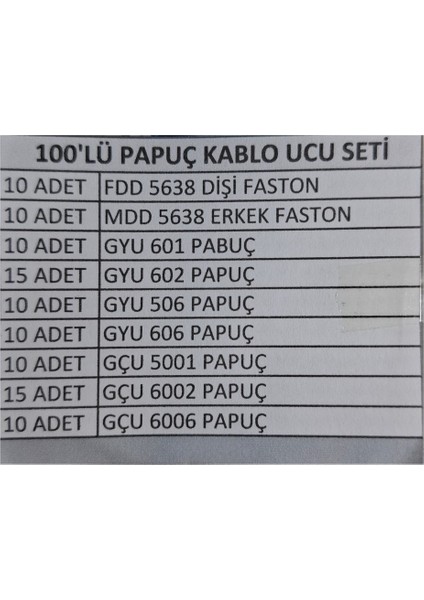 100 Parça Papuç Kablo Ucu Seti modelleri