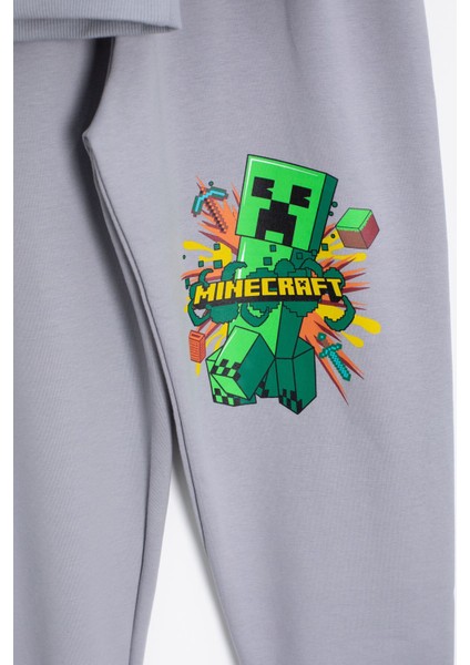 Gri Erkek Çocuk Karakter Baskılı Bisiklet Yaka Eşofman Takımı 23266 modelleri