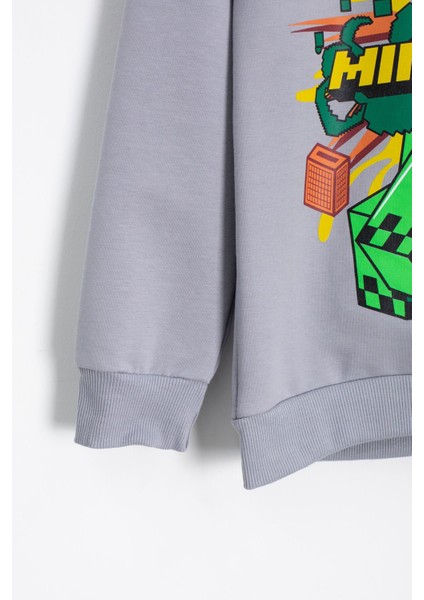 Gri Erkek Çocuk Karakter Baskılı Bisiklet Yaka Eşofman Takımı 23266 fırsatları