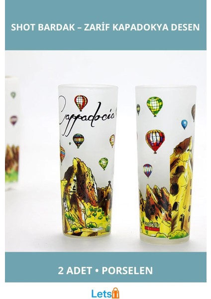 Kapadokya Tasarımlı Porselen Yöresel Shot Bardak 2 Adet