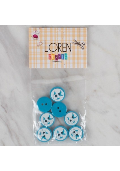 Loren petrol mavi 8 li balık düğme - 577