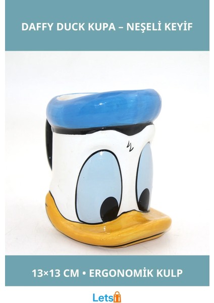 Eğlenceli Daffy Duck Tasarımlı Porselen Kupa Bardak 13X13 cm