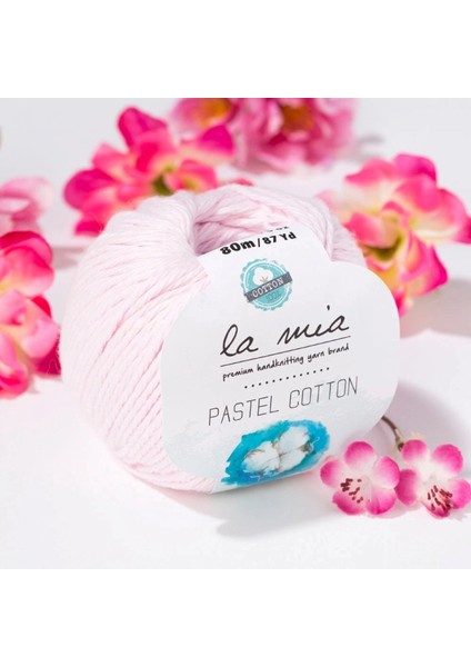 La Mia Pastel Cotton Pembe El Örgü İpi - L057 - 33616