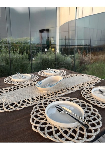 4 Kişilik Hasır Görünümlü Amerikan Servis ve Runner Takımı fırsatları