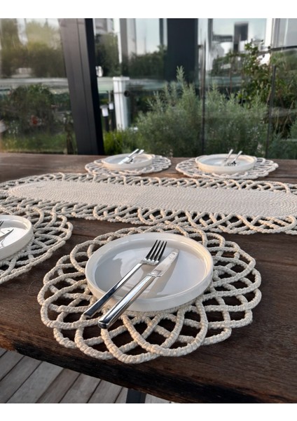 4 Kişilik Hasır Görünümlü Amerikan Servis ve Runner Takımı indirimleri