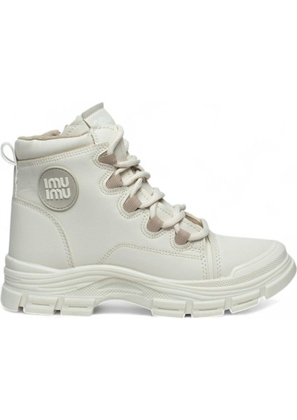 (Conpax) Fermuarlı&bağcıklı Termo Kaymaz Taban Günlük Kadın Bot Bej