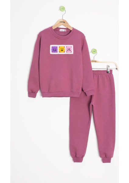 Gül Kurusu Gülenyüz Nakışlı Şardonlu Kız Çocuk Eşofman Takımı 23359