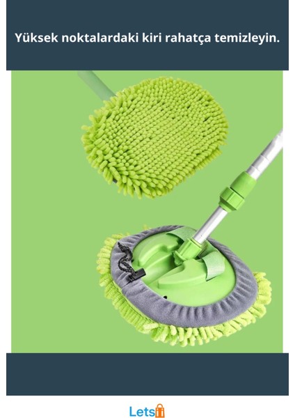 Yedek Bezli Mikrofiber Araba Yıkama Fırçası Teleskopik Sap 1,60M fiyatları