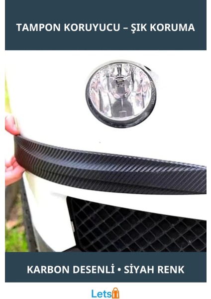 Karbon Desenli Siyah Araba Tampon Koruyucu Darbe Emici