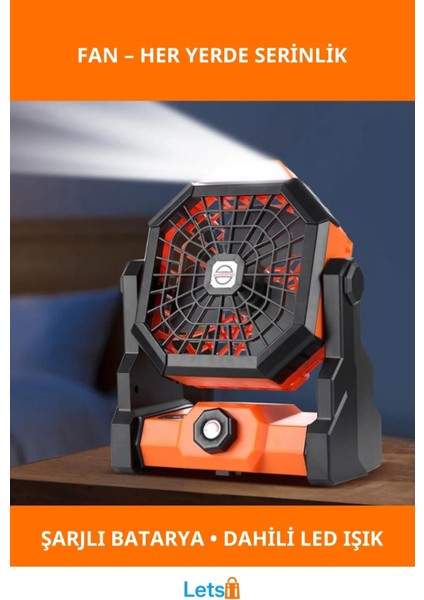Mini Şarjlı LED Aydınlatmalı Kare Fan Taşınabilir Serinletici