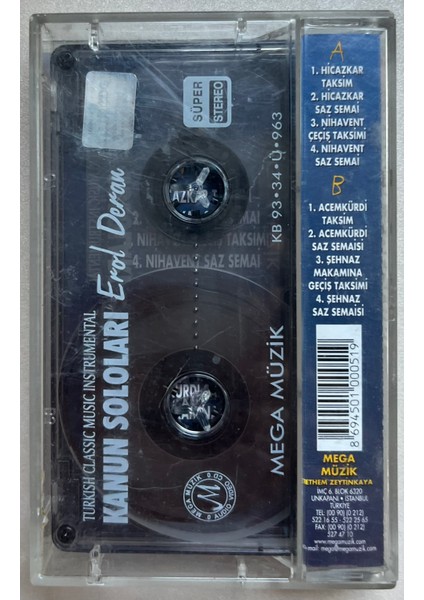 Erol Deran Kanun Soloları Kaset (Orijnal Dönem Baskı Kaset) fiyatları