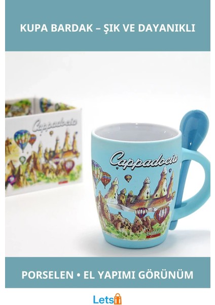 Yöresel Tasarım El Yapımı Porselen Tekli Kupa Bardak