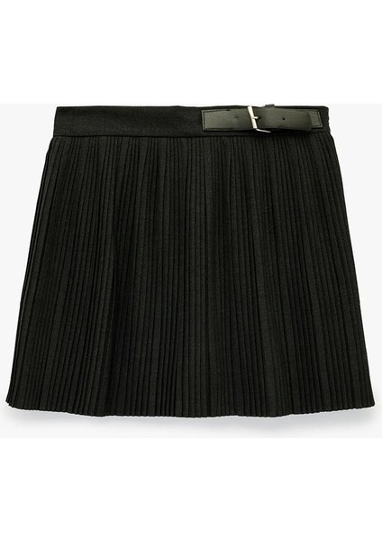 Kadın x Sibil Çetinkaya - Yarım Kemer Detaylı Mini Pileli Etek 6WAK70066PW