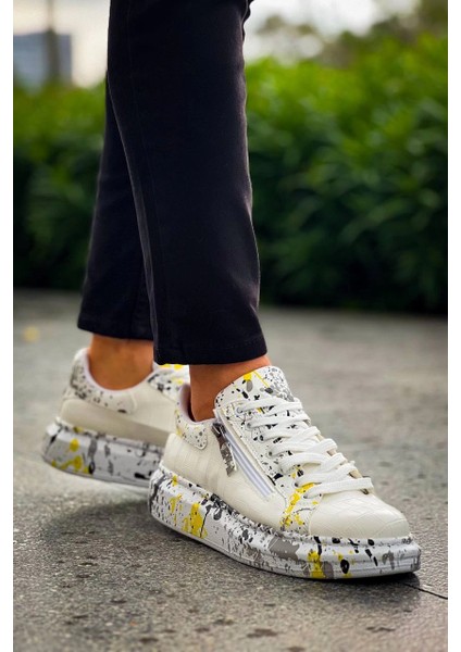 Mtxdpn Kb-02 Kuback Bağcıklı Crocodile Beyaz Sarı Günlük Erkek Ayakkabı (Numara: 40) fırsatları