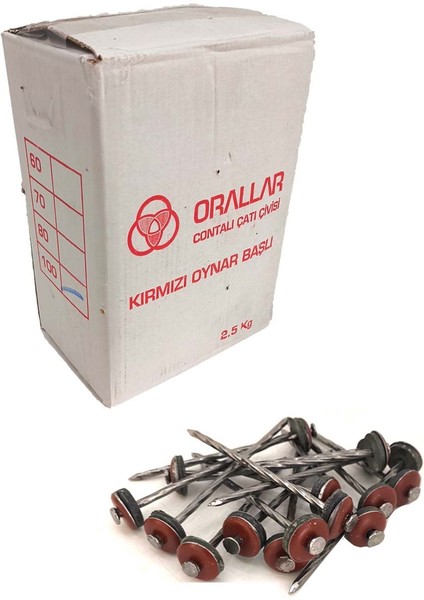 Metal Oynar Başlı Çatı Çivisi Kırmızı 10 cm / 2,5 kg