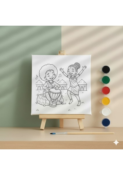 Çocuklar Için Afrika Ritimleri Dansı ve Davul Kültürel Keşif Tuval Boyama Seti fiyatları