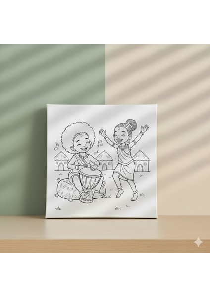 Çocuklar Için Afrika Ritimleri Dansı ve Davul Kültürel Keşif Tuval Boyama Seti modelleri