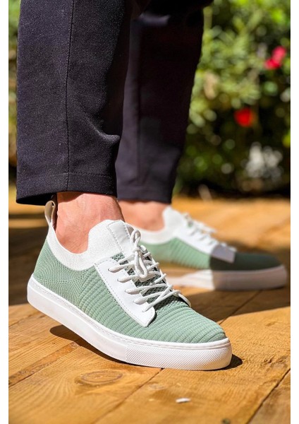 Mtxdpn KB-110 Kuback Yeşil Triko Yüksek Taban Bağcıklı Günlük Erkek Ayakkabı (Numara: 44)