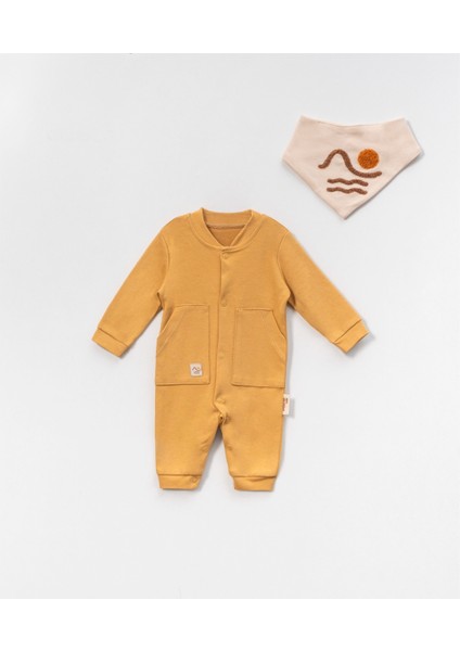 Önlüğü Nakışlı Cepli Erkek Bebek Tulum