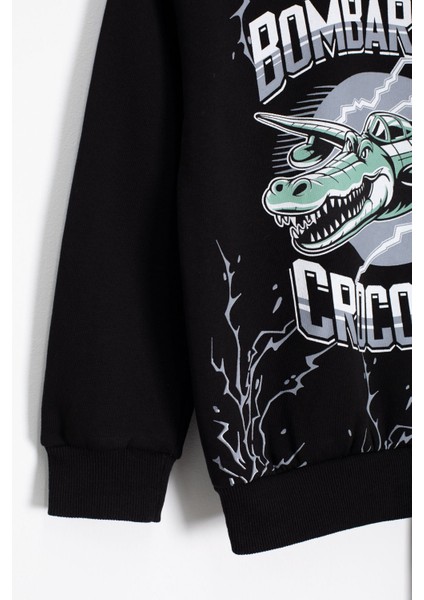 Siyah Erkek Çocuk Yazılı Karakter Baskılı Şardonlu Eşofman Takımı 23286 modelleri