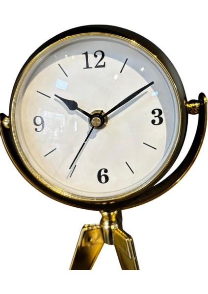 Gold Renk 360° Dönen Tripod Masa Saati – 30 cm Aynalı Arka Tasarım, Lüks Dekoratif Saat fırsatları