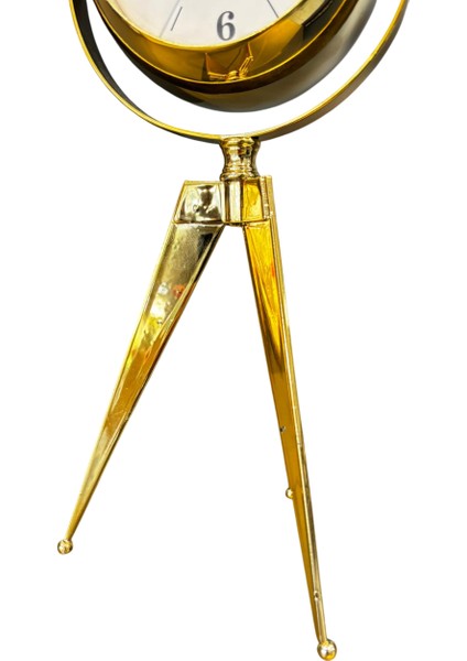 Gold Renk 360° Dönen Tripod Masa Saati – 30 cm Aynalı Arka Tasarım, Lüks Dekoratif Saat indirimleri