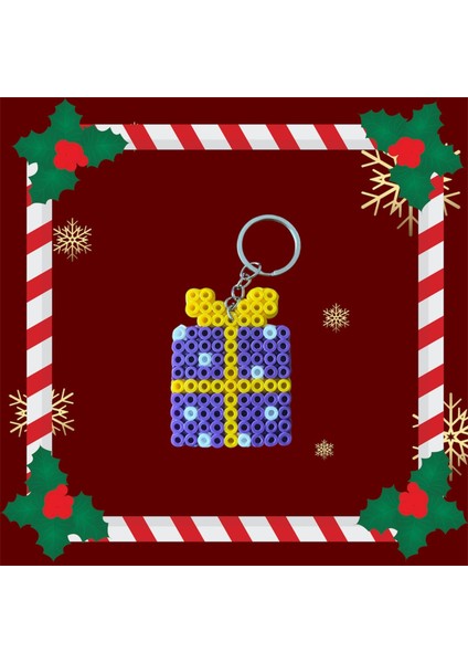 Yılbaşı Temalı Pixcel Hediye Kutusu Anahtarlık