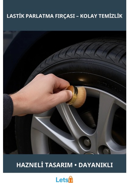 Hazneli Lastik Parlatma Fırçası Pratik Kullanım Dayanıklı Altın Kaplama