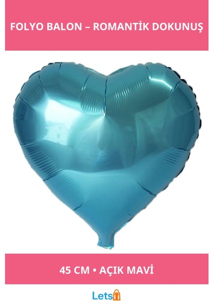 Açık Mavi Kalp Folyo Balon 45 cm