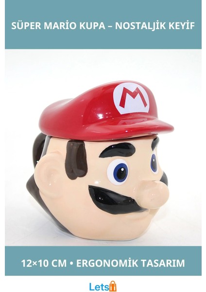 Porselen Süper Mario Kupa Bardak 12X10 cm Eğlenceli Tasarım