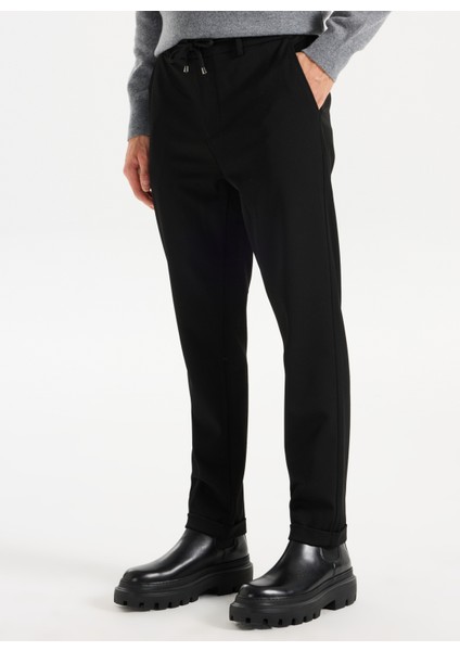Lastikli Bel Lastikli Paça Jogger Siyah Erkek Pantolon J5WM-PNT7866 modelleri
