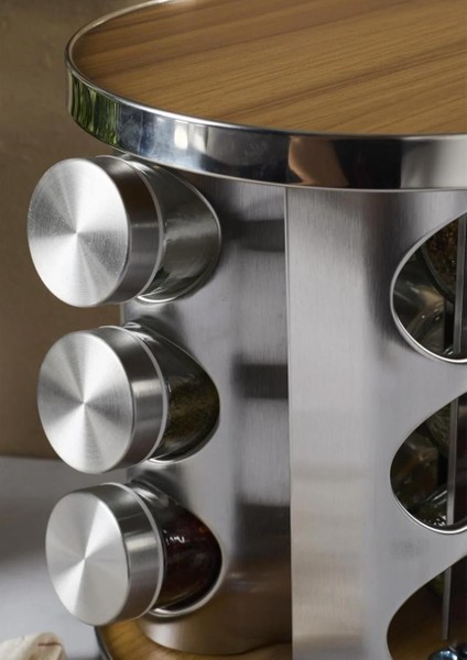 Casa Wood Baharatlık Takımı - Döner Stantlı, Yuvarlak modelleri