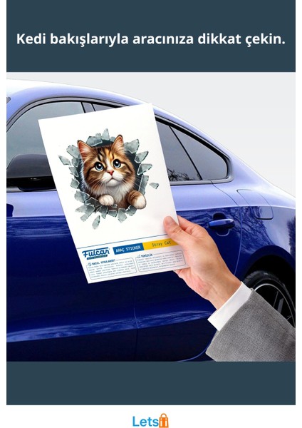 3D Kedi Yüzü Eğlenceli Araç Stickerı 10 cm fiyatları