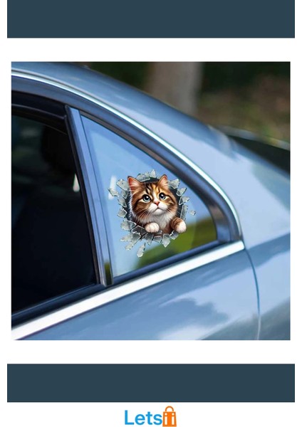 3D Kedi Yüzü Eğlenceli Araç Stickerı 10 cm modelleri