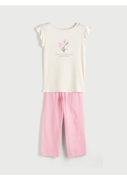 Yeni Sezon Bisiklet Yaka Baskılı Kadın Pijama Takımı indirimleri